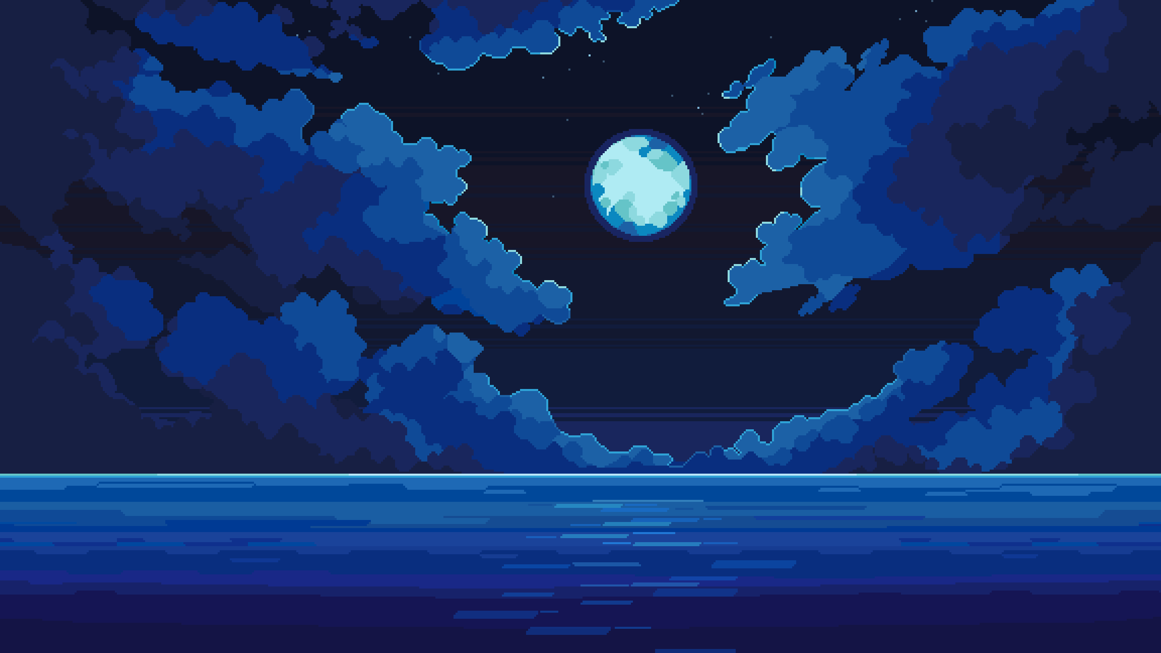 Moon and Sea Pixel Art Background | OpenGameArt.org