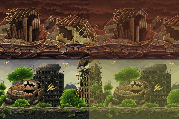 Post Apocalyptic Pixel Art Backgrounds 