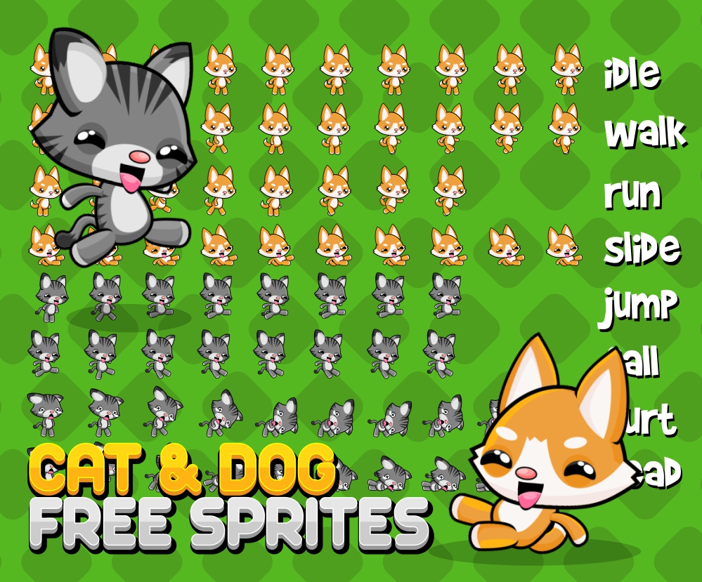 Cat & Dog - Free Sprites | OpenGameArt.org