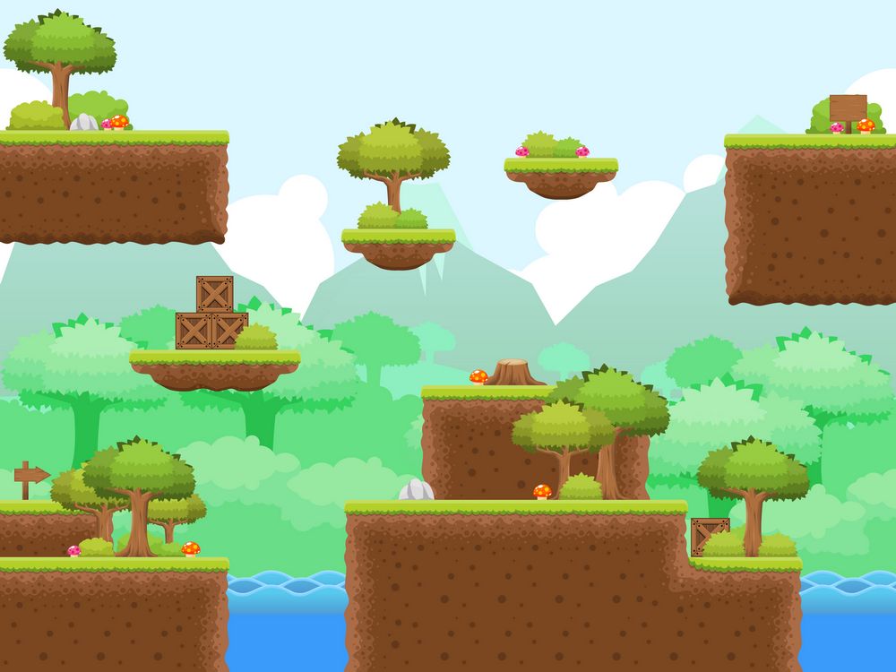 Free Platformer Game Tileset  Free game assets, Game assets, Free