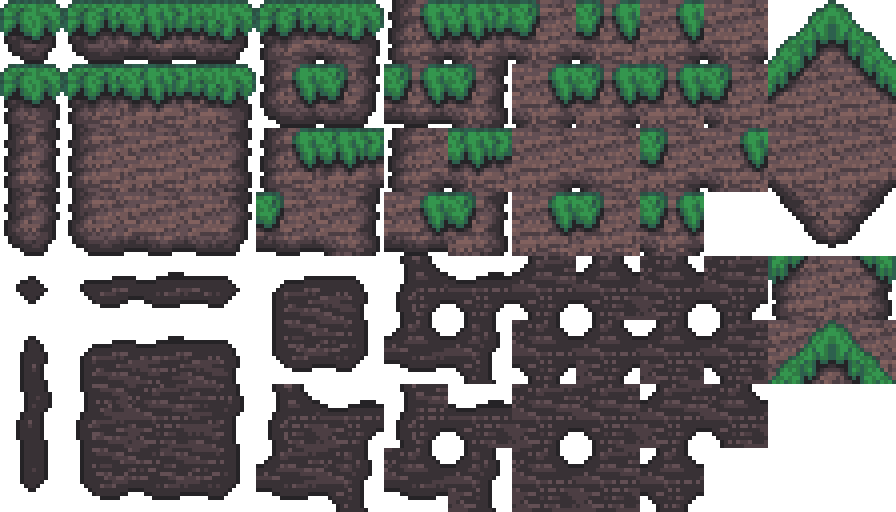 Tileset pixel art green jungle by Graph Script Dev