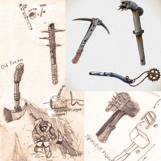 Post-apocalyptic DIY weapon concept drawings | OpenGameArt.org