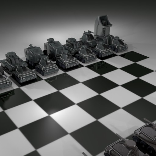 Sci-fi chess game setup