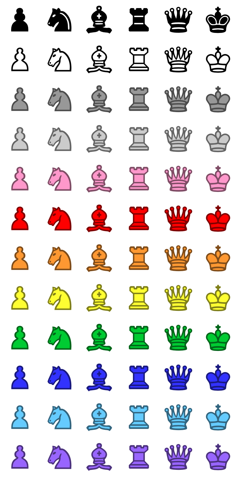 Colorful Chess Pieces | OpenGameArt.org