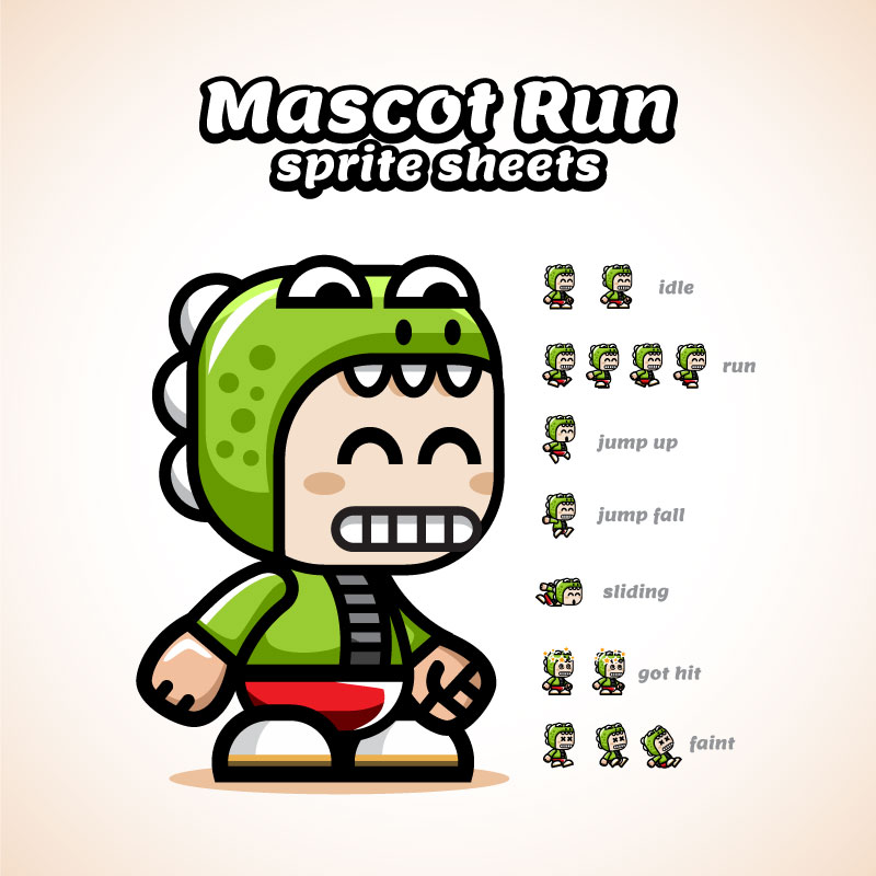 Bevouliin Free Game Sprites Crocodile Mascot Running And Jumping Boy Game Character Opengameart Org