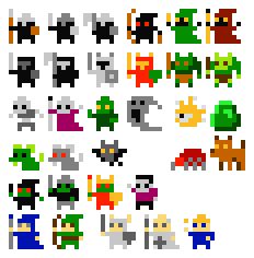 8 bit characters grid