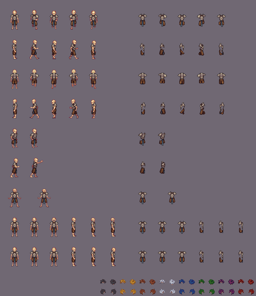 Pixel Art Contest entry Armor  and Hair for Anime  Style 