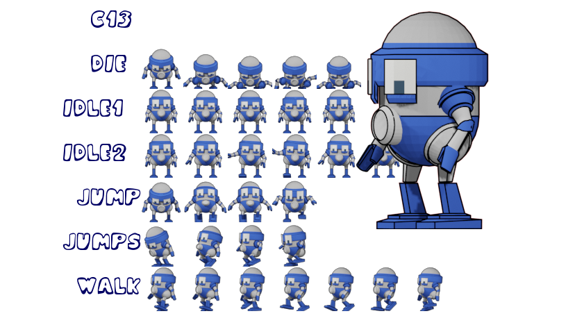 2D Robot Character Sprites