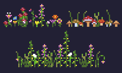 Pixel Art Plants Side View