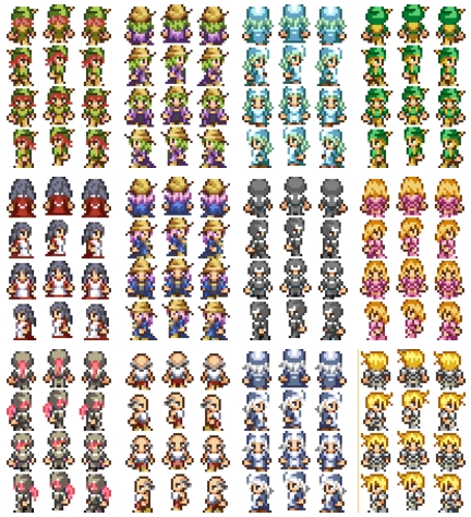 Antifarea's RPG sprite set 1, enlarged w/ transparent background