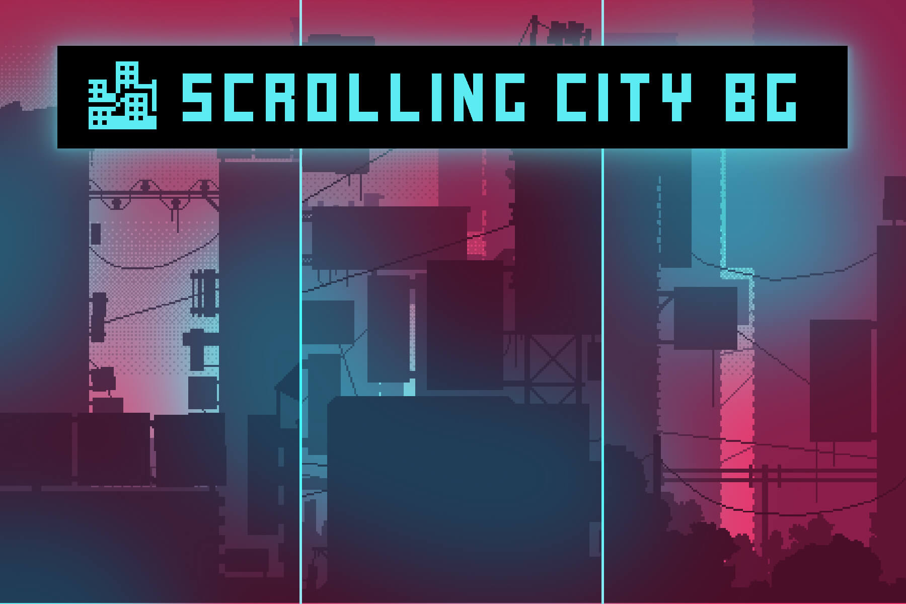 2D Pixel Art CYBERPUNK Backgrounds, 2D Building